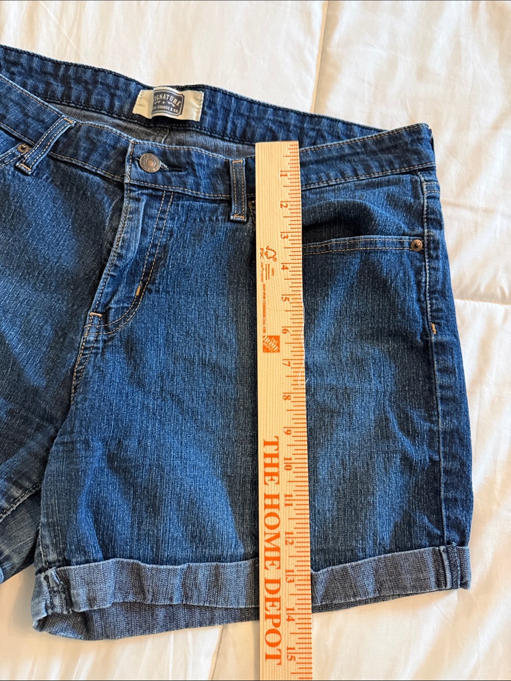 Levi's Dark Blue Cuffed Denim Shorts - Picture 6 of 9